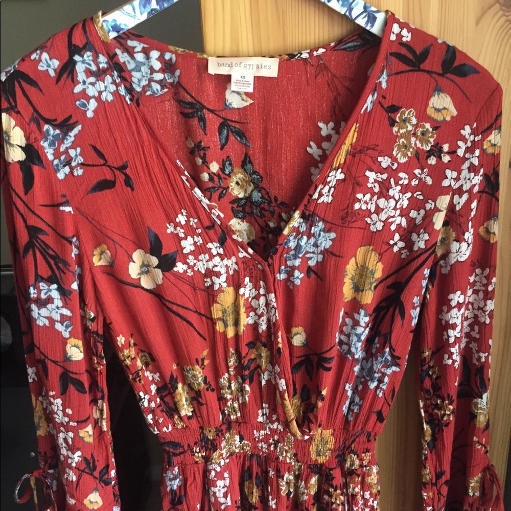 Band of Gypsies Orange Floral Romper, Size XS - Picture 2 of 8